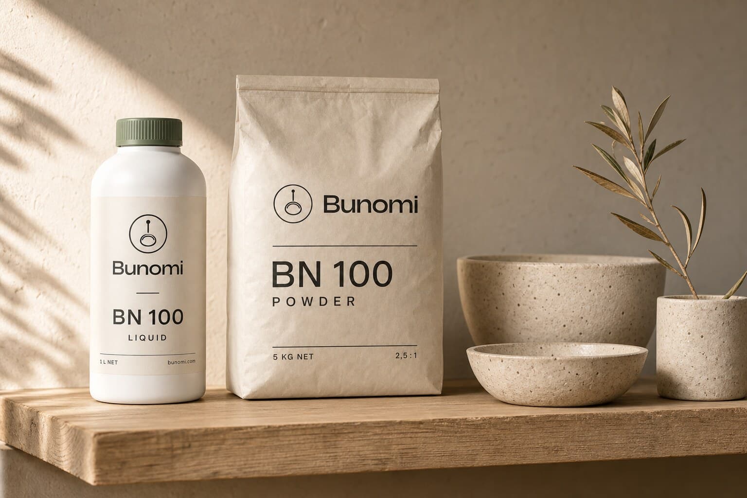 Bunomi BN100 şişe ve torba atölye rafında
